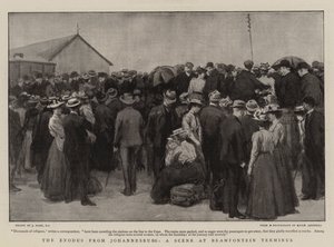 De Exodus uit Johannesburg, een scène bij Bramfontein Terminus