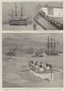 De Race bij Greenhithe tussen de Marine Cadetten van HMS Worcester en HMS Conway door Joseph Nash