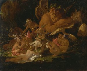 Puck en feeën, uit "Een Midzomernachtsdroom" door Joseph Noel Paton