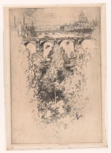 London over Waterloo Bridge door Joseph Pennell (signed by artist)