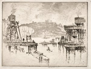 Bouw van Dover Pier door Joseph Pennell