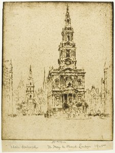 Kerk van Saint Mary-le-Strand door Joseph Pennell