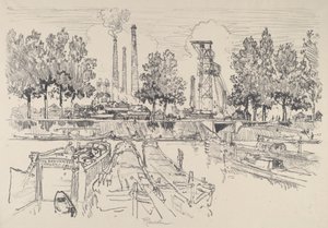 Kolenmijnen, Monceau, Frankrijk door Joseph Pennell