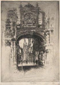 Grote Klok; Rouen door Joseph Pennell