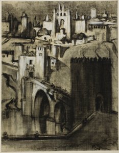 Het zijn rijstroken met paleizen rond de helling, Toledo door Joseph Pennell