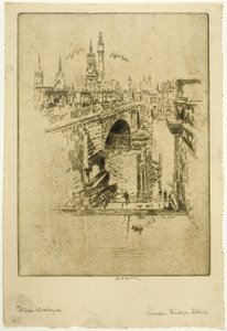 London Bridge Trappen door Joseph Pennell