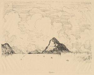 Panama: Ingang van het kanaal vanaf de Stille Oceaan, 1912 door Joseph Pennell