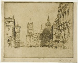 Parliament Street, Westminster door Joseph Pennell