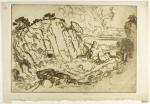 Steengroeve op Pentelicon door Joseph Pennell