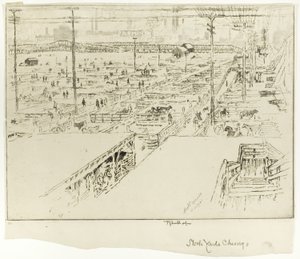 Veemarkten, Chicago door Joseph Pennell
