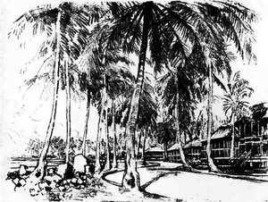 Het Amerikaanse Kwartier, plaat I uit Het Panamakanaal door Joseph Pennell door Joseph Pennell