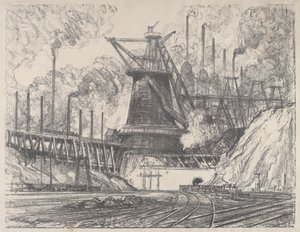 De Grote Molen, Gary, Indiana, 1915 door Joseph Pennell