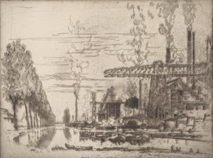 Het Brusselse Kanaal, Een Moderne Hobbema, 1910 door Joseph Pennell