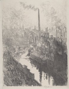 De Grote Schoorsteen, het Motorpark door Joseph Pennell