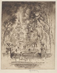 Het Plein, Onafhankelijkheidsplein, Philadelphia door Joseph Pennell