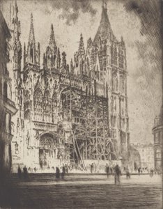 De Westelijke Voorzijde, Kathedraal van Rouen, 1907 door Joseph Pennell