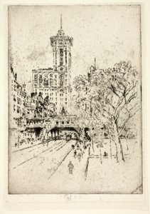 Times Building en 42nd Street door Joseph Pennell