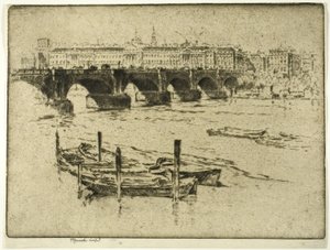 Waterloo Bridge en Somerset House door Joseph Pennell