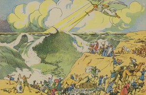 Mozes steekt de Rode Zee over door Joseph Porphyre Pinchon