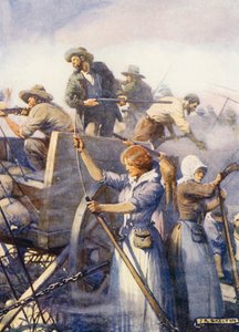 De vrouwen laadden de lege geweren