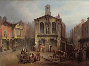 De oude Moot Hall, Leeds, ca. 1825 door Joseph Rhodes