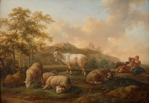 Landschap met grazend vee door Joseph Roos d. Ä.