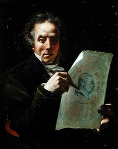 Zelfportret met een tekening van Lodewijk XVIII (1755-1824)
