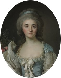 Portret van Comtesse de Provence (1753-1810), halflang, in een turquoise jurk met wit kant en lint