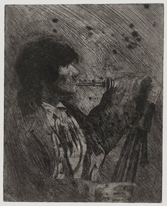 Man die doedelzak speelt, gedrukt door Sigmund Abeles en Edmond Casarella door Joseph Stella
