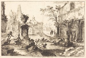 Architectonische fantasie met Romeinse ruïnes