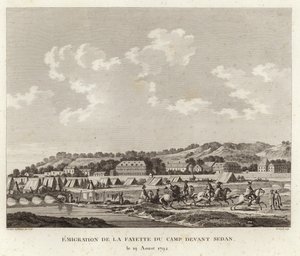 De Markies de Lafayette die het kamp in Sedan ontvlucht door Joseph Swebach Desfontaines