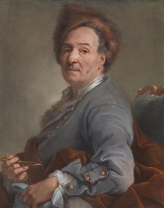 Zelfportret met bontmuts door Joseph Vivien
