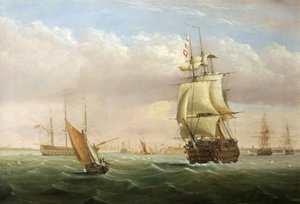 Haveningang met Schepen door Joseph Walter