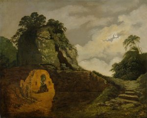 Graf van Vergilius bij maanlicht, met Silius Italicus door Joseph Wright of Derby