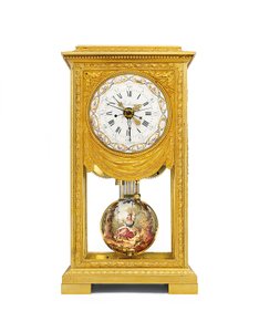 Louis XVI maand-gang gemiddelde en zonnetijd schoorsteenklok met remontoire door Joseph and Robin Robert  Coteau
