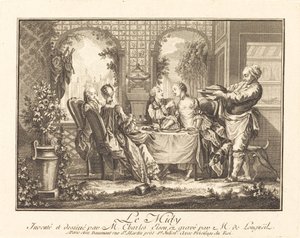 De middag door Joseph de Longueil after Charles Eisen