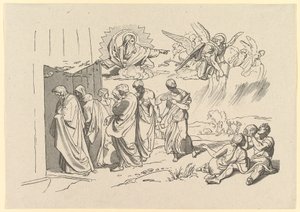 God Roept Noach en Zijn Familie in de Ark, 1827 door Joseph von Fuhrich