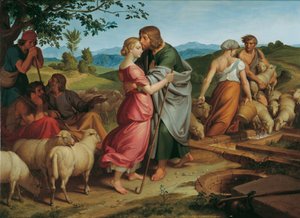 Jakob ontmoet Rachel bij de kuddes van haar vader door Joseph von Fuhrich