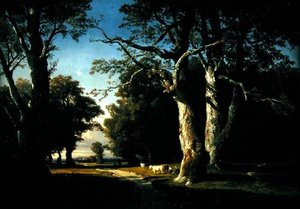 Landschap met bomen en vee