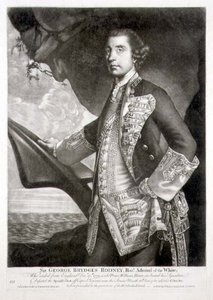 Portret van Sir George Brydges Rodney, Admiraal van het Witte Eskader, gegraveerd door William Dickinson door Joshua (after) Reynolds