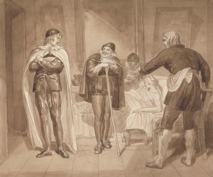 Gil Blas, Terwijl hij Geneeskunde Beoefent onder Dr. Sangrado, Ontmoet Dr. Cuchillo aan het Bed van de Kruidenier