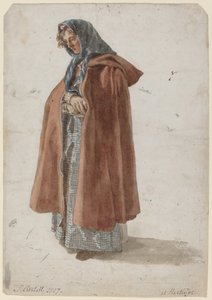 Jonge Vrouw met een Hoofddoek en Mantel in Hastings