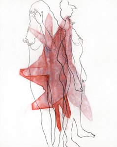 Vloeiende vormen in rood