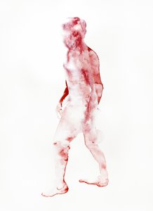 Rood wandelend figuur