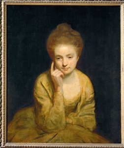 Portret van een jonge dame (schilderij op doek) door Joshua Reynolds