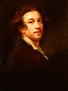 Zelfportret, halve lengte, over zijn schouder kijkend, in een bruine jas en wit shirt, c.1750-52