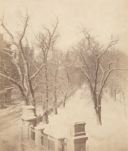 Boston Common Sneeuw Scène,jaren 1850 (foto)