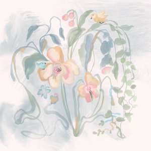 Vogels in pastelkleurige bloemen door Josie George