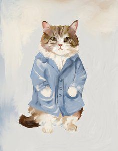 Schattige kat in een blauwe jas door Josie George