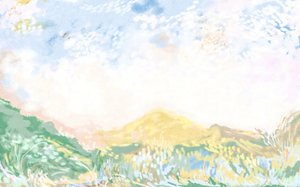Landschap in zachte pastelkleuren door Josie George